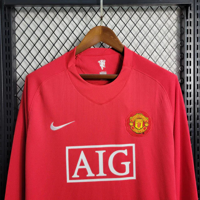 Camisa Manchester United 07/08 Home Manga Longa - Retrô Masculina