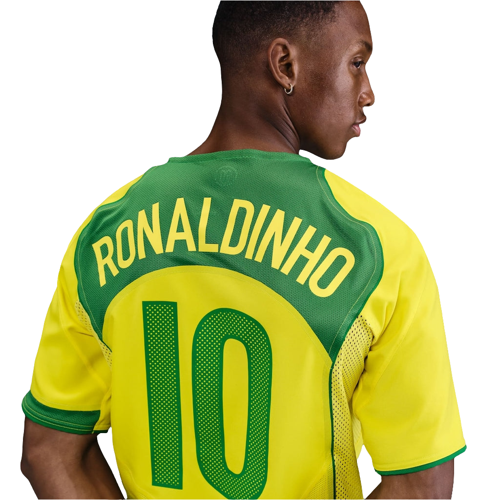 Camisa Brasil Nike Reedição Total 90 Ronaldinho Masculina - Amarelo e Verde