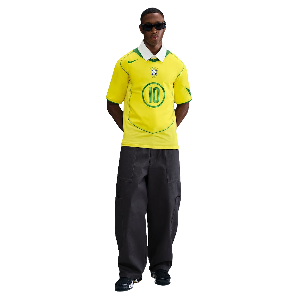 Camisa Brasil Nike Reedição Total 90 Ronaldinho Masculina - Amarelo e Verde