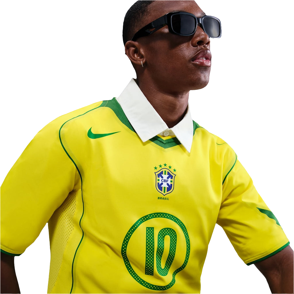 Camisa Brasil Nike Reedição Total 90 Ronaldinho Masculina - Amarelo e Verde