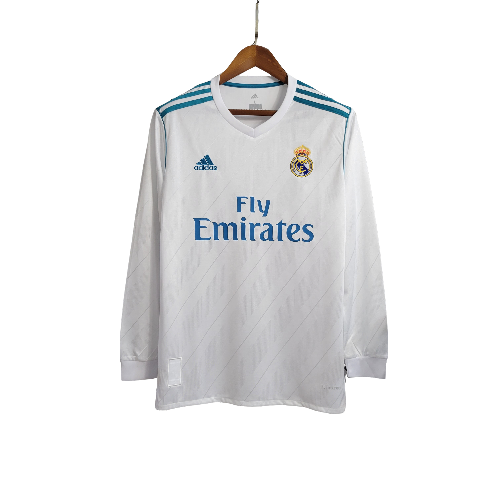 Camisa Real Madrid 17/18 Home Manga Longa - Retrô Masculina