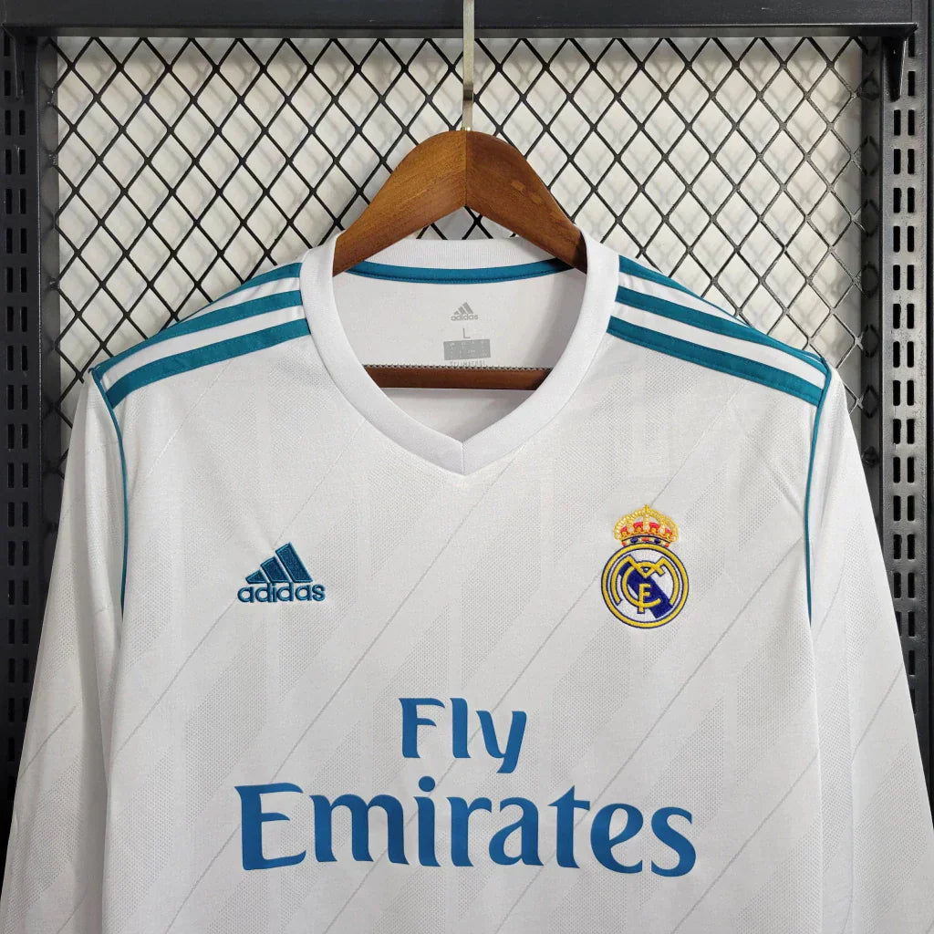 Camisa Real Madrid 17/18 Home Manga Longa - Retrô Masculina