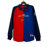 Camisa Barcelona 98/99 Home Edição Comemorativa 100 Anos Manga Longa - Retrô Masculina