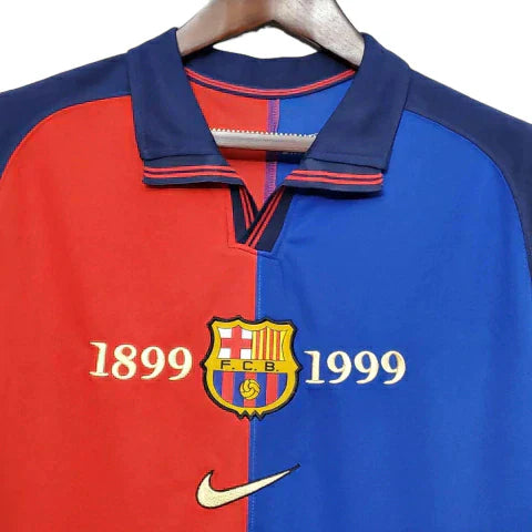 Camisa Barcelona 1999 Home Edição Comemorativa 100 Anos - Retrô Masculina