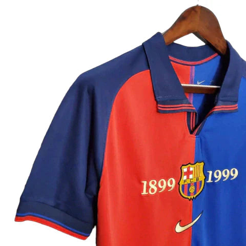 Camisa Barcelona 1999 Home Edição Comemorativa 100 Anos - Retrô Masculina